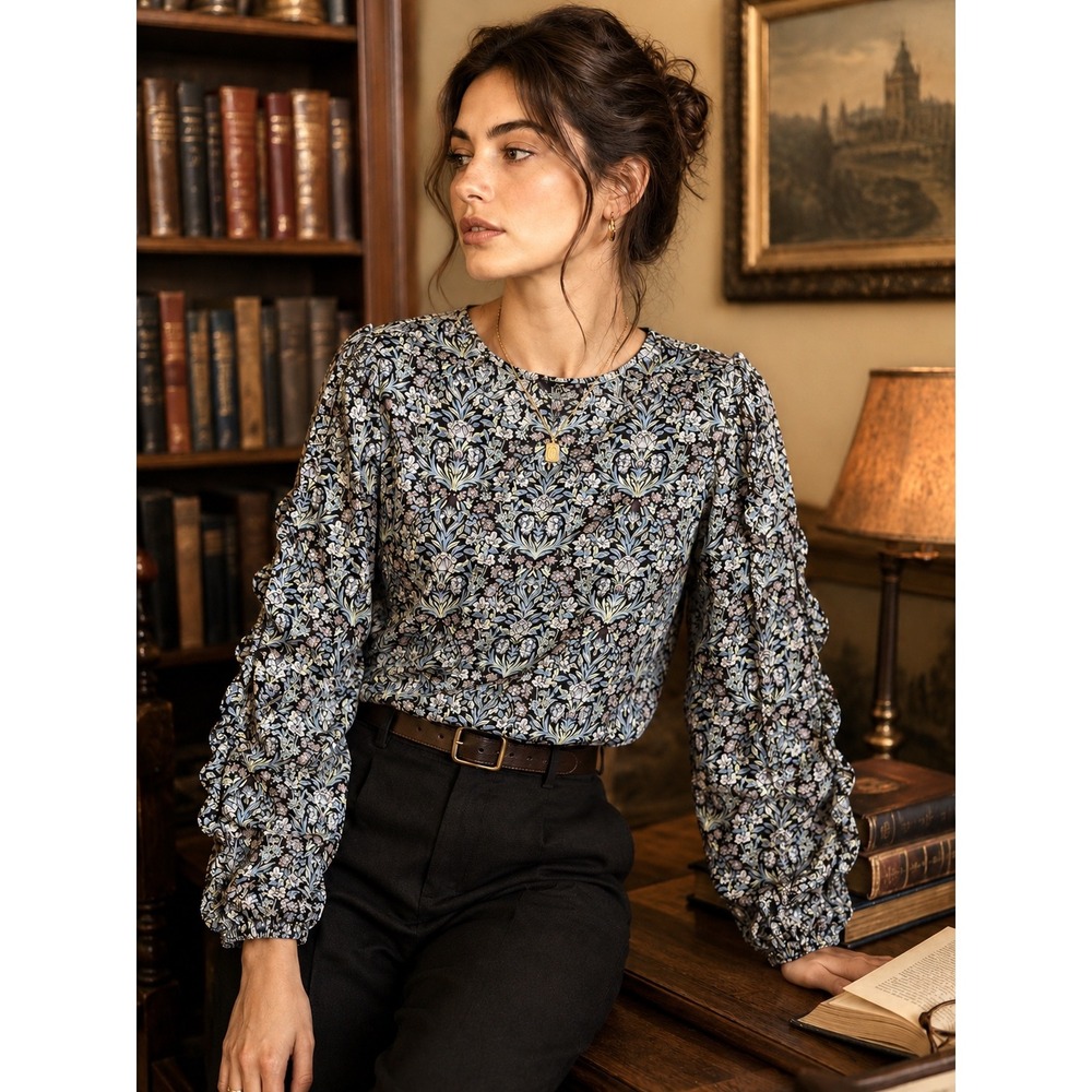 J.Crew Liberty Fabric Floral Puff Sleeve Blouse XXL Cotton Ruffle Top
